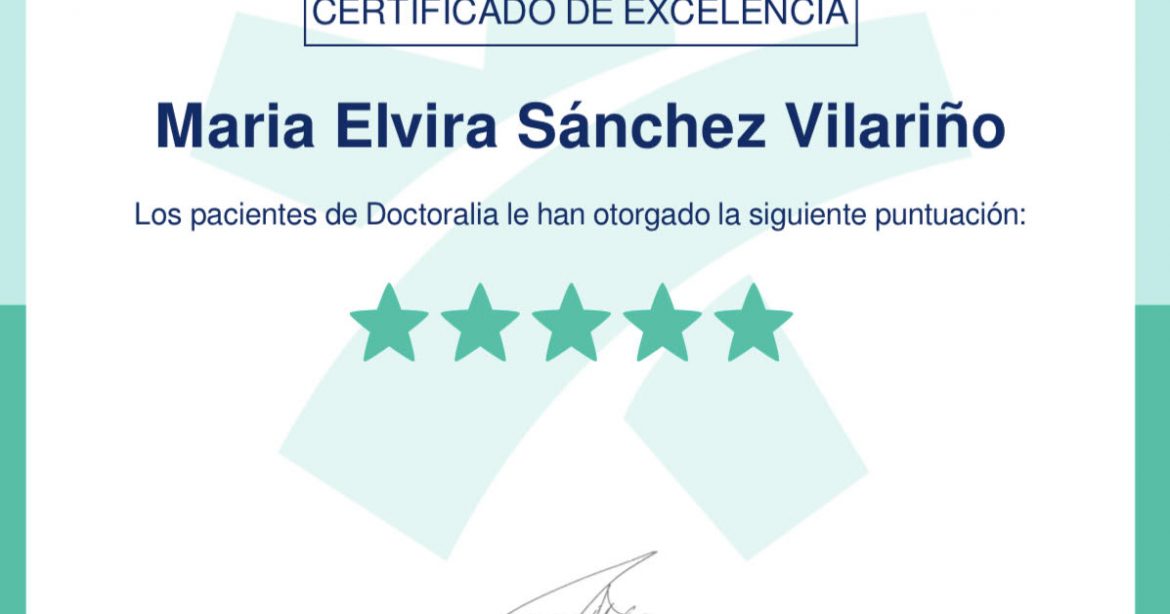 Certificado de excelencia 2021, nutricionista, nutricionista clínica